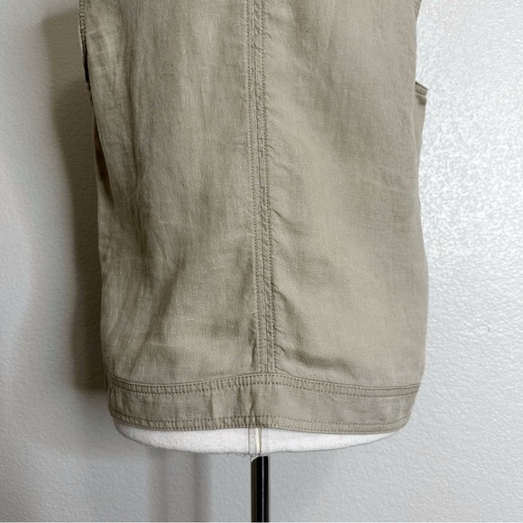 Michael Stars 100% Linen Tan Military Fully Zip Vest Jackets, Sz Large - Picture 10 of 12